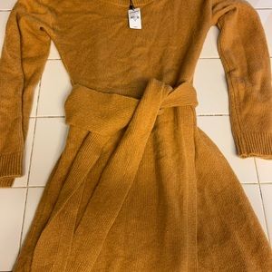 Express Women’s Long Sleeve Dress Yellow Tie- XS